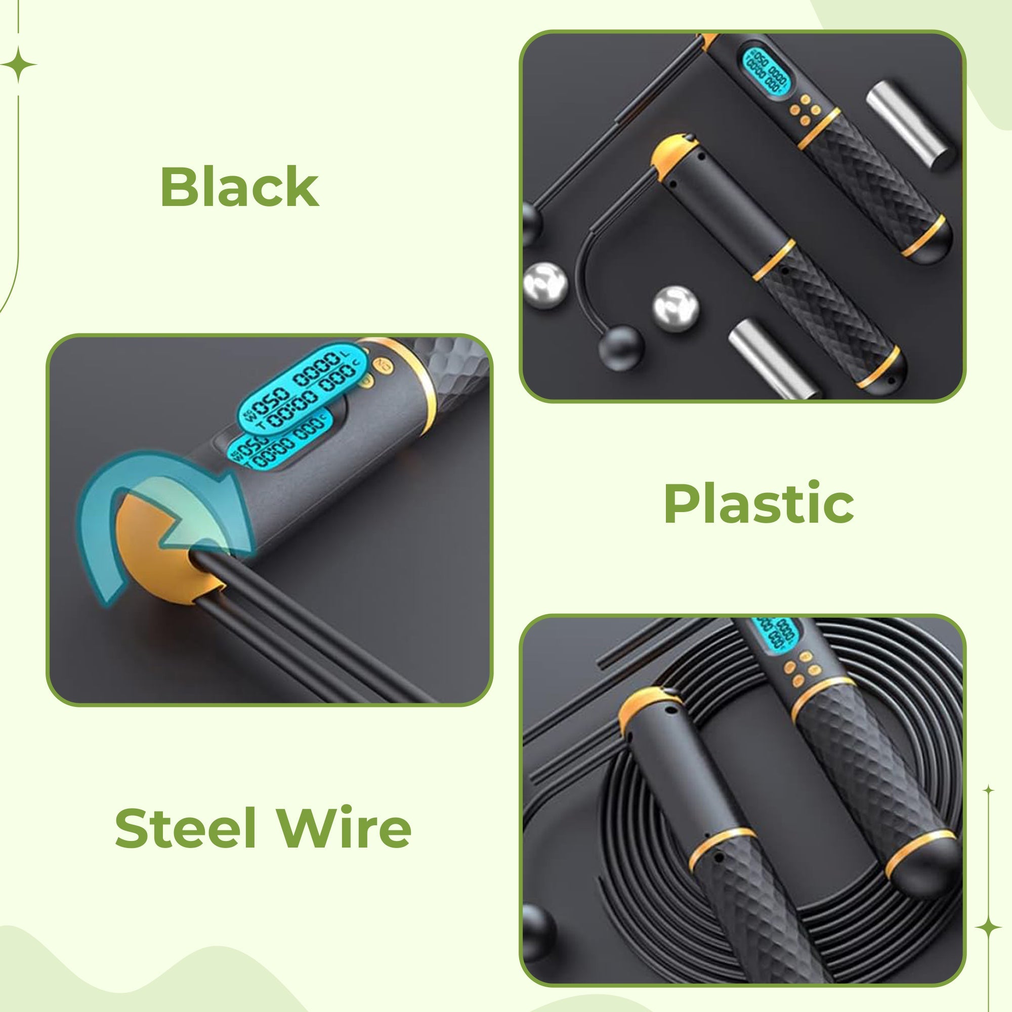 Jump Shape Rope - Adjustable Digital Counting Jump Rope and Vibration Reminder for Fitness, Exercise, Workout, Gym