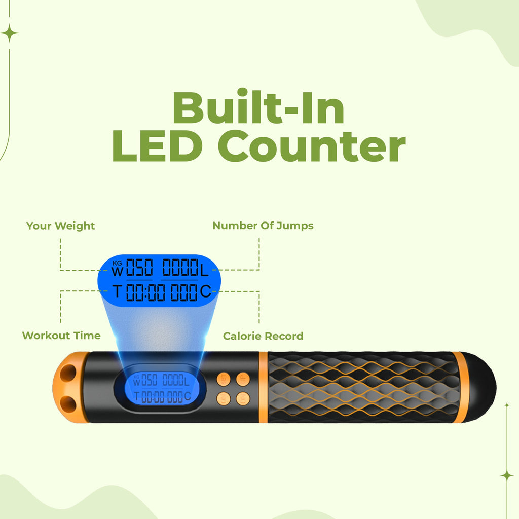 Jump Shape Rope - Adjustable Digital Counting Jump Rope and Vibration Reminder for Fitness, Exercise, Workout, Gym