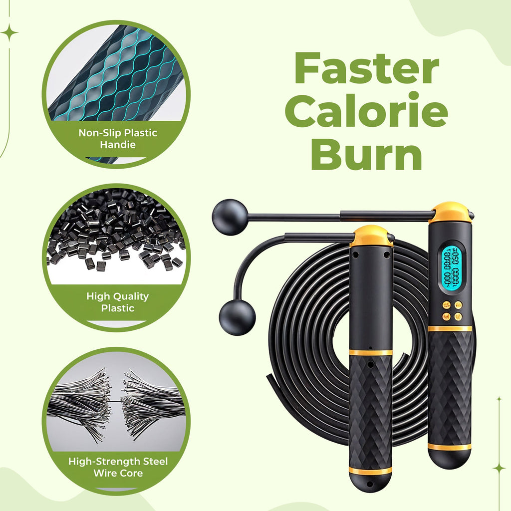 Jump Shape Rope - Adjustable Digital Counting Jump Rope and Vibration Reminder for Fitness, Exercise, Workout, Gym