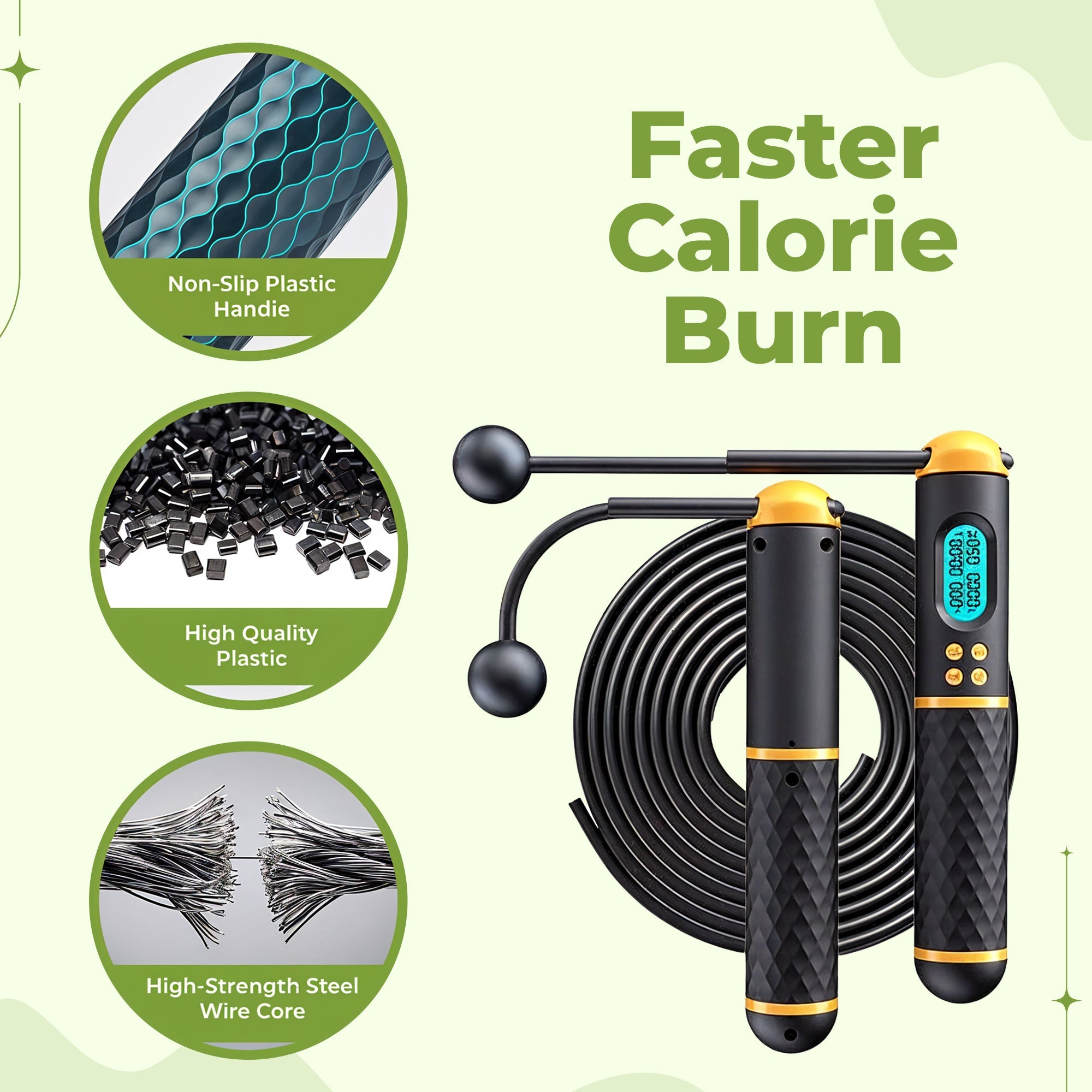 Jump Shape Rope - Adjustable Digital Counting Jump Rope and Vibration Reminder for Fitness, Exercise, Workout, Gym