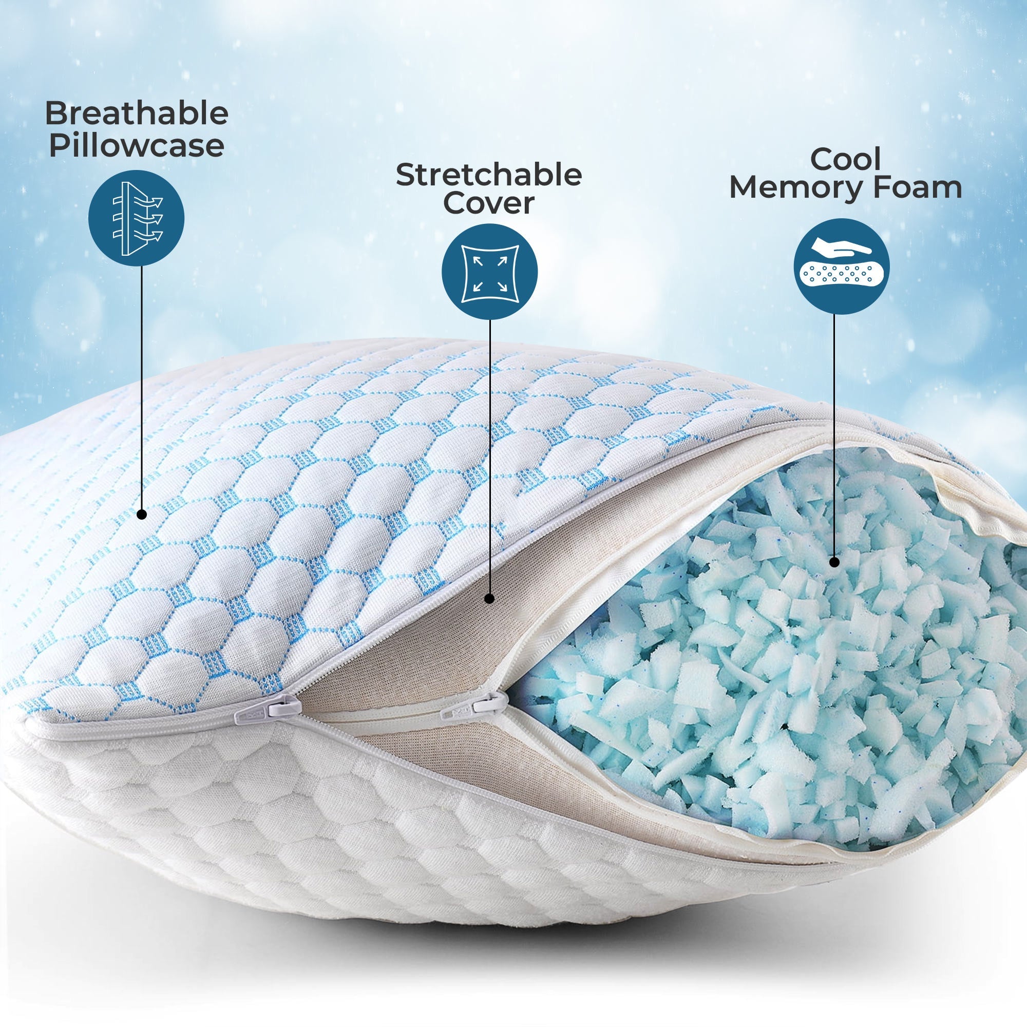 Cooling Gel Infused Pillow for Hot sleepers & Back Discomfort