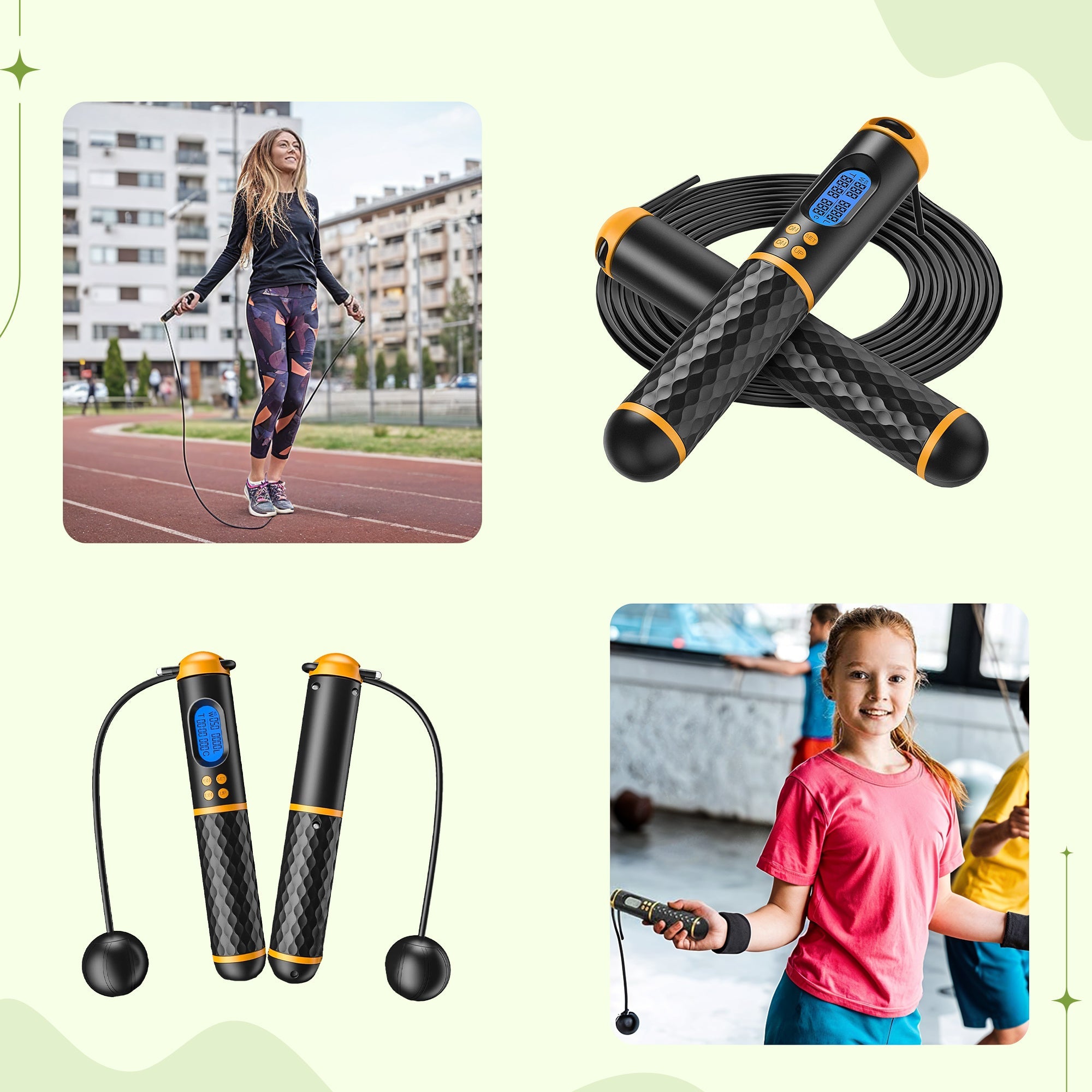 Jump Shape Rope - Adjustable Digital Counting Jump Rope and Vibration Reminder for Fitness, Exercise, Workout, Gym