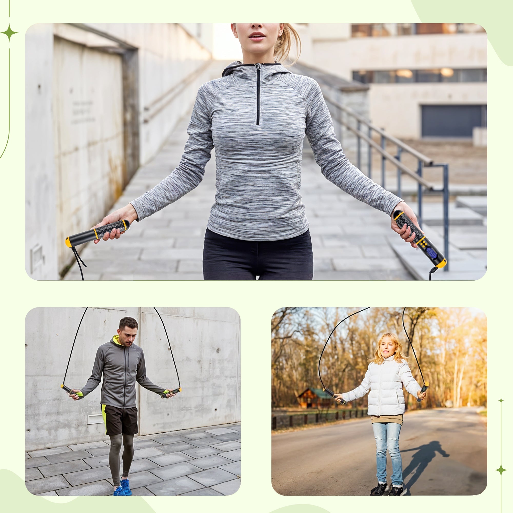 Jump Shape Rope - Adjustable Digital Counting Jump Rope and Vibration Reminder for Fitness, Exercise, Workout, Gym