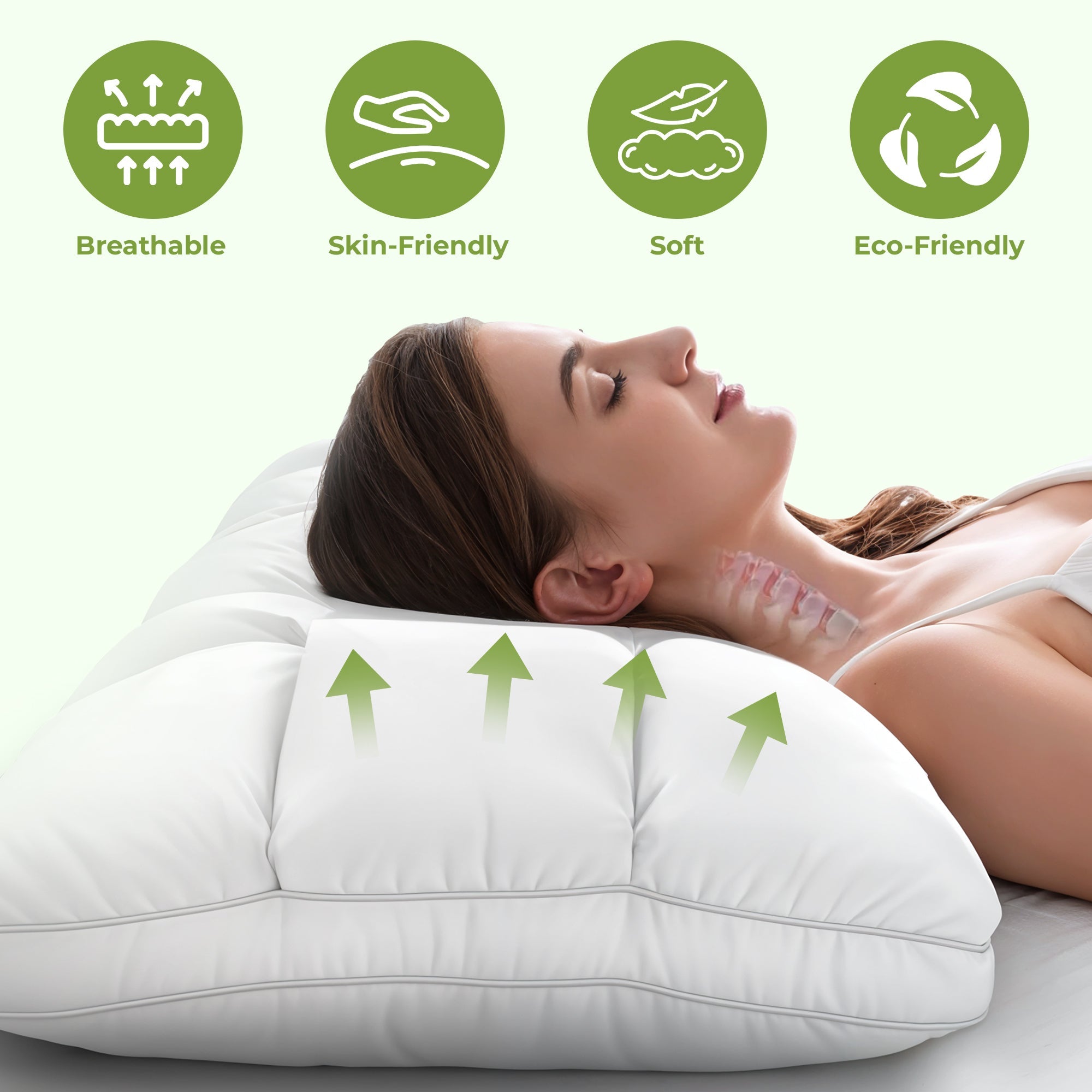 Luxury Goose Down Pillow - Support for Side & Back Sleepers