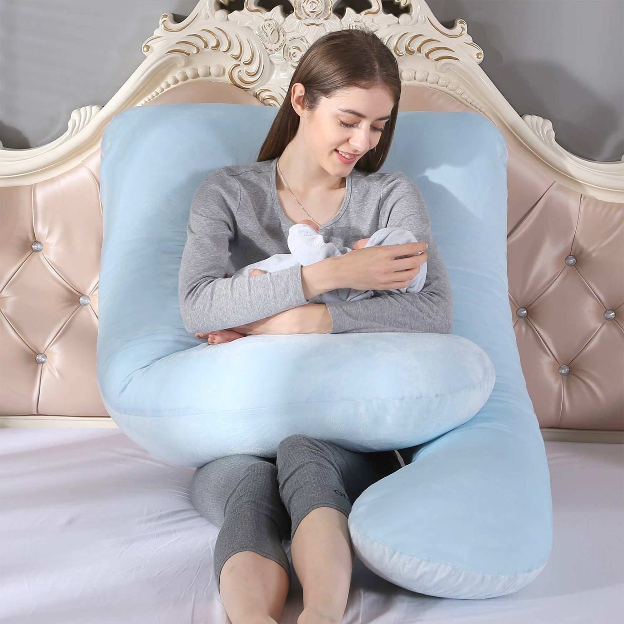 Pregnancy Pillow for Breastfeeding, Sleeping & Support for Back, Hips, Legs, Belly