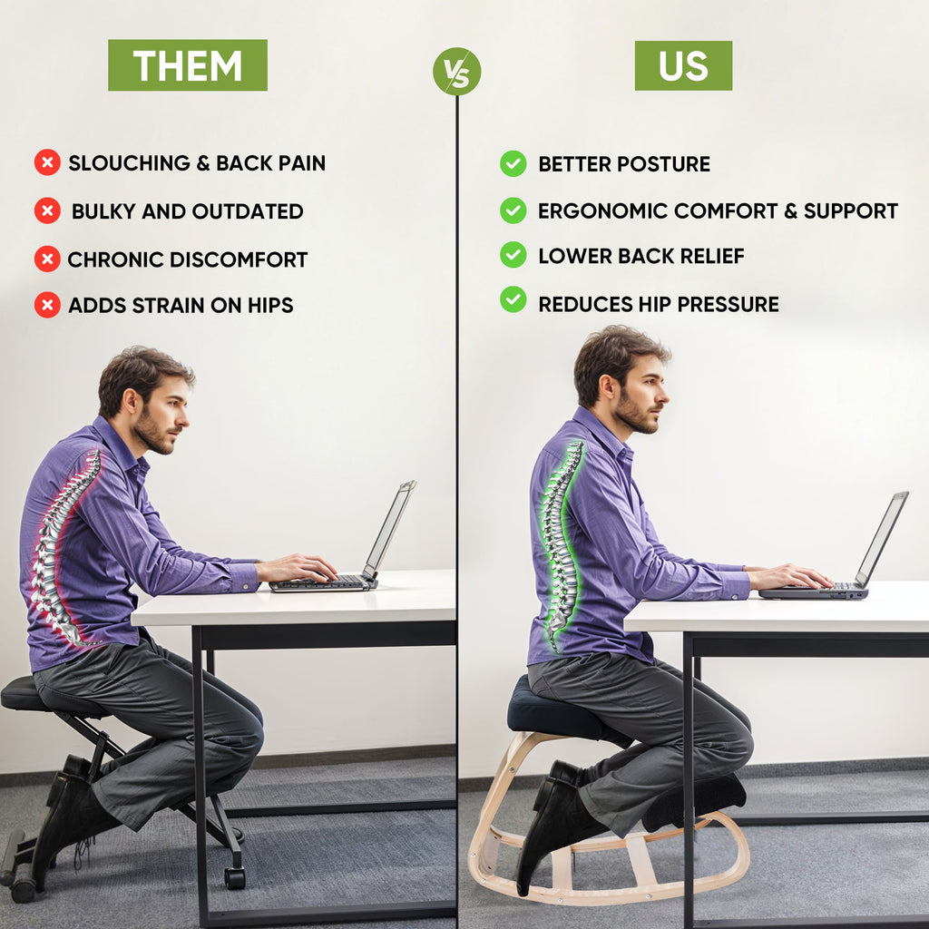 Ergonomic Wooden Kneeling Chair - Ergonomic Rocker Stool for Home and Office