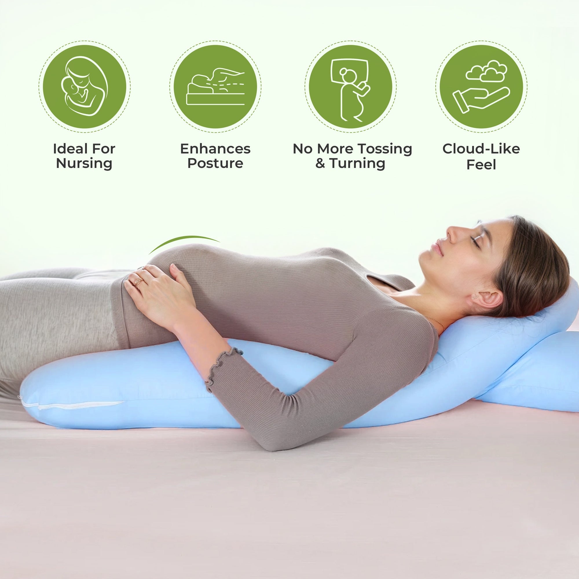 Pregnancy Pillow for Breastfeeding, Sleeping & Support for Back, Hips, Legs, Belly