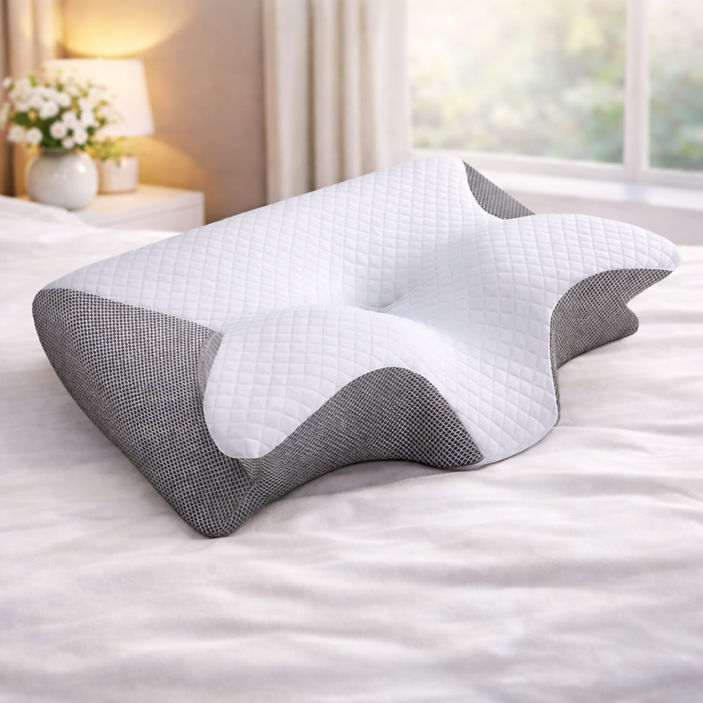 Butterfly Memory Foam Neck Pillow with Armrests for Side & Back Sleepers