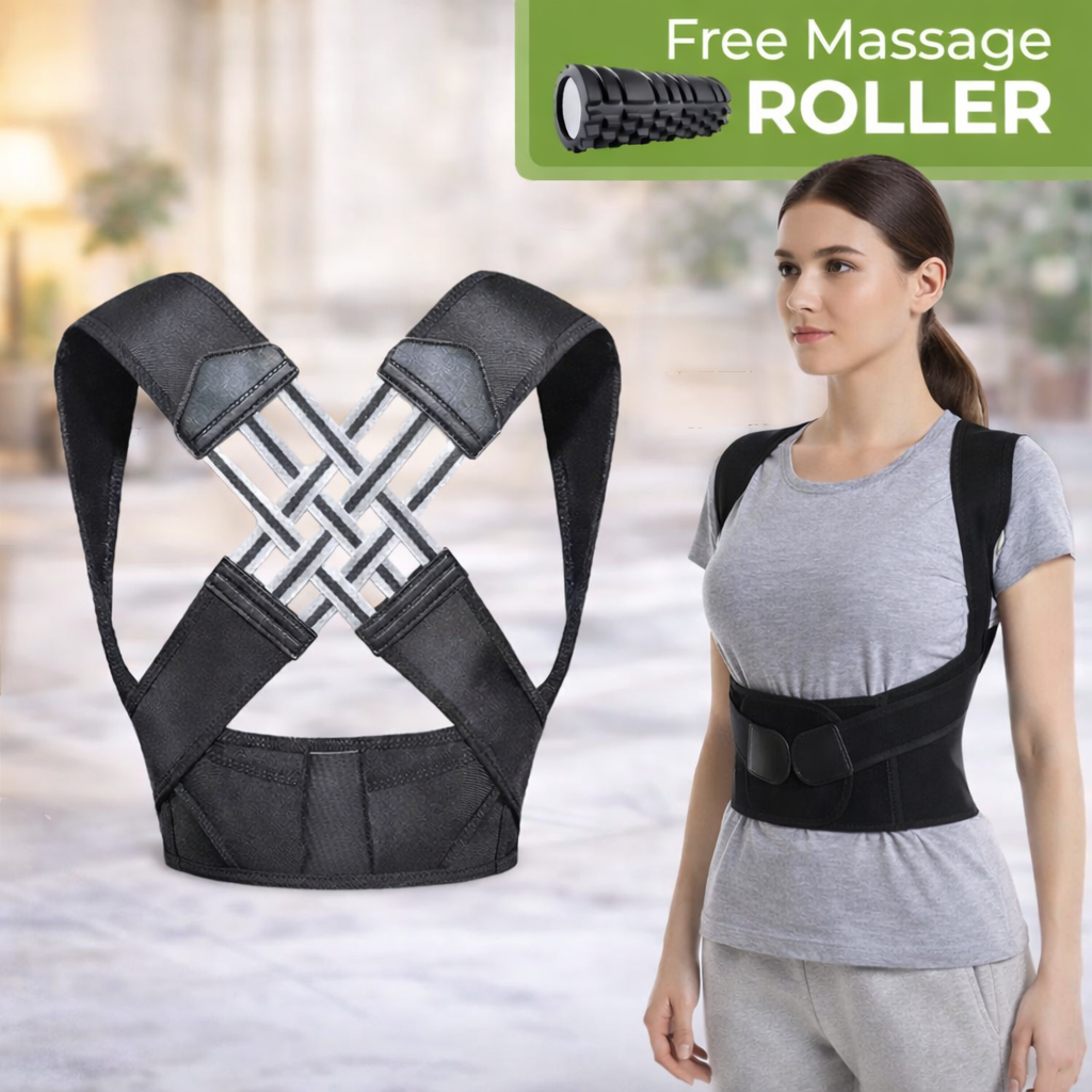 Adjustable Back Support Wearable Belt with FREE Massage Roller