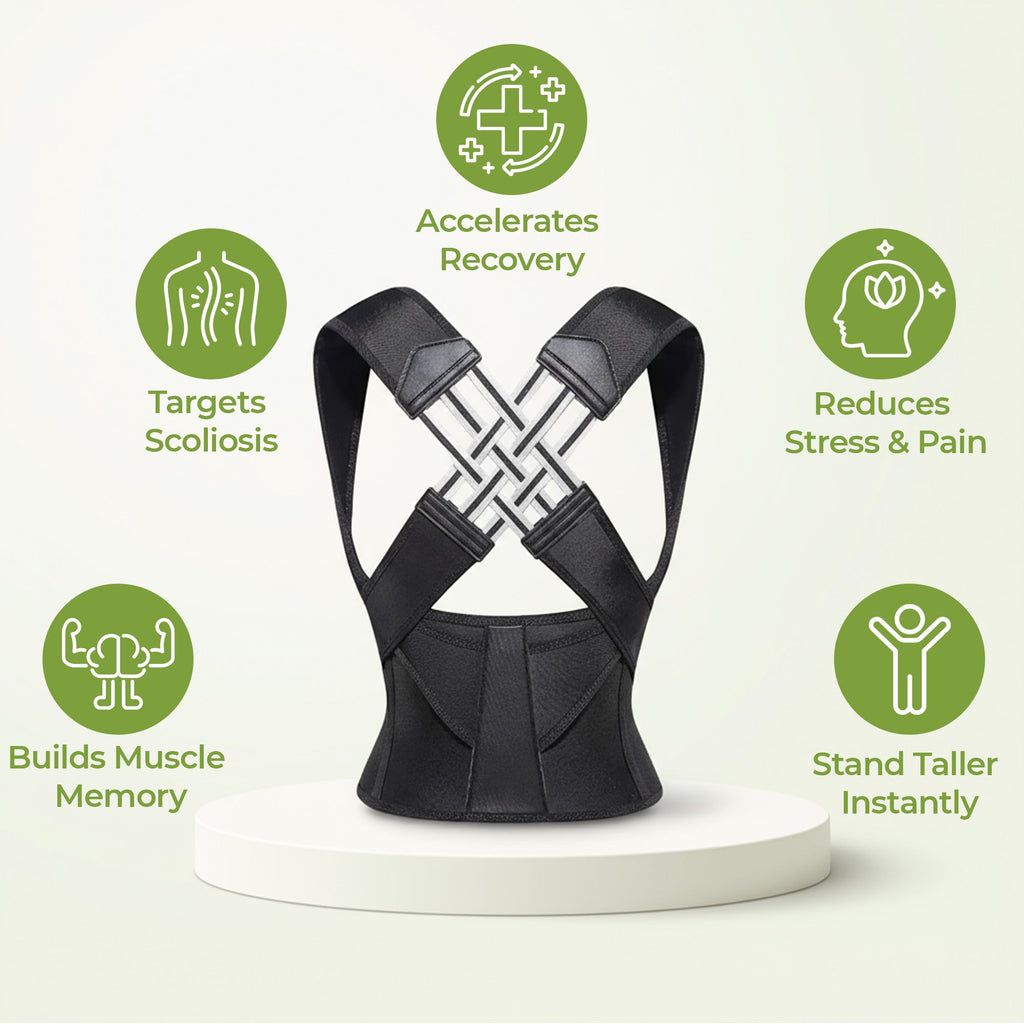 Adjustable Back Support Wearable Belt with FREE Massage Roller