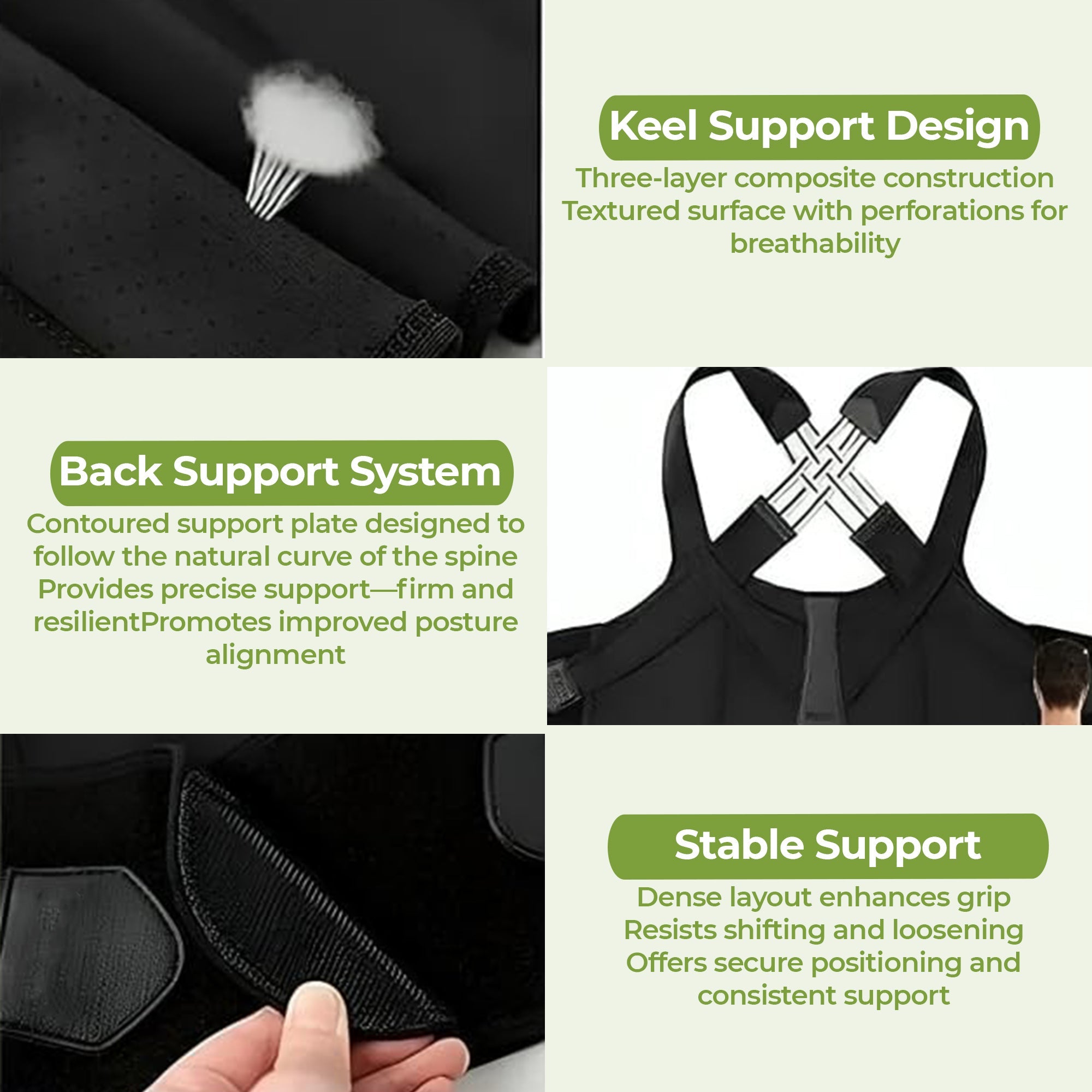 Adjustable Back Support Wearable Belt with FREE Massage Roller