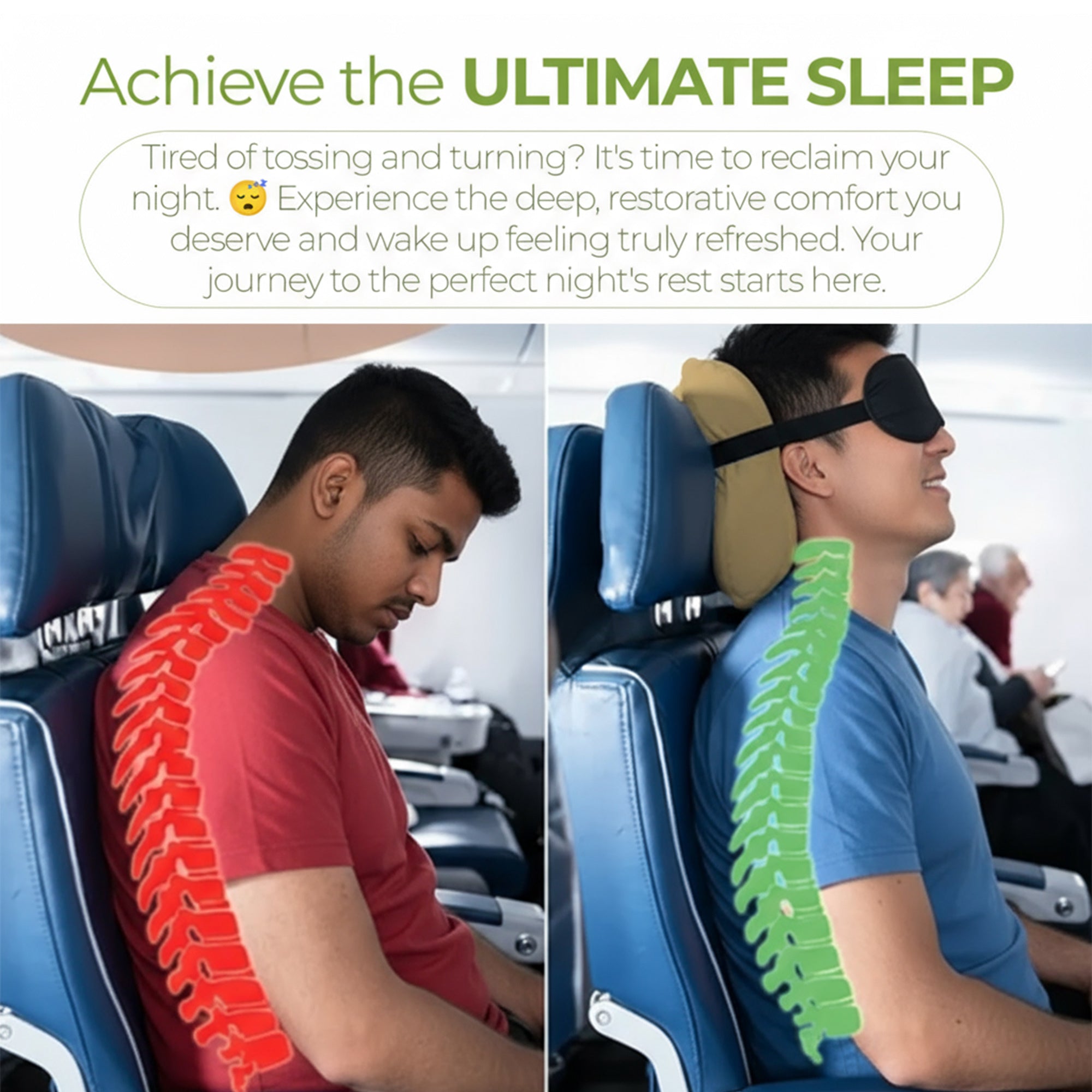 Easy Hold Travel Pillow – Neck Support with Sleeping Mask for Flights