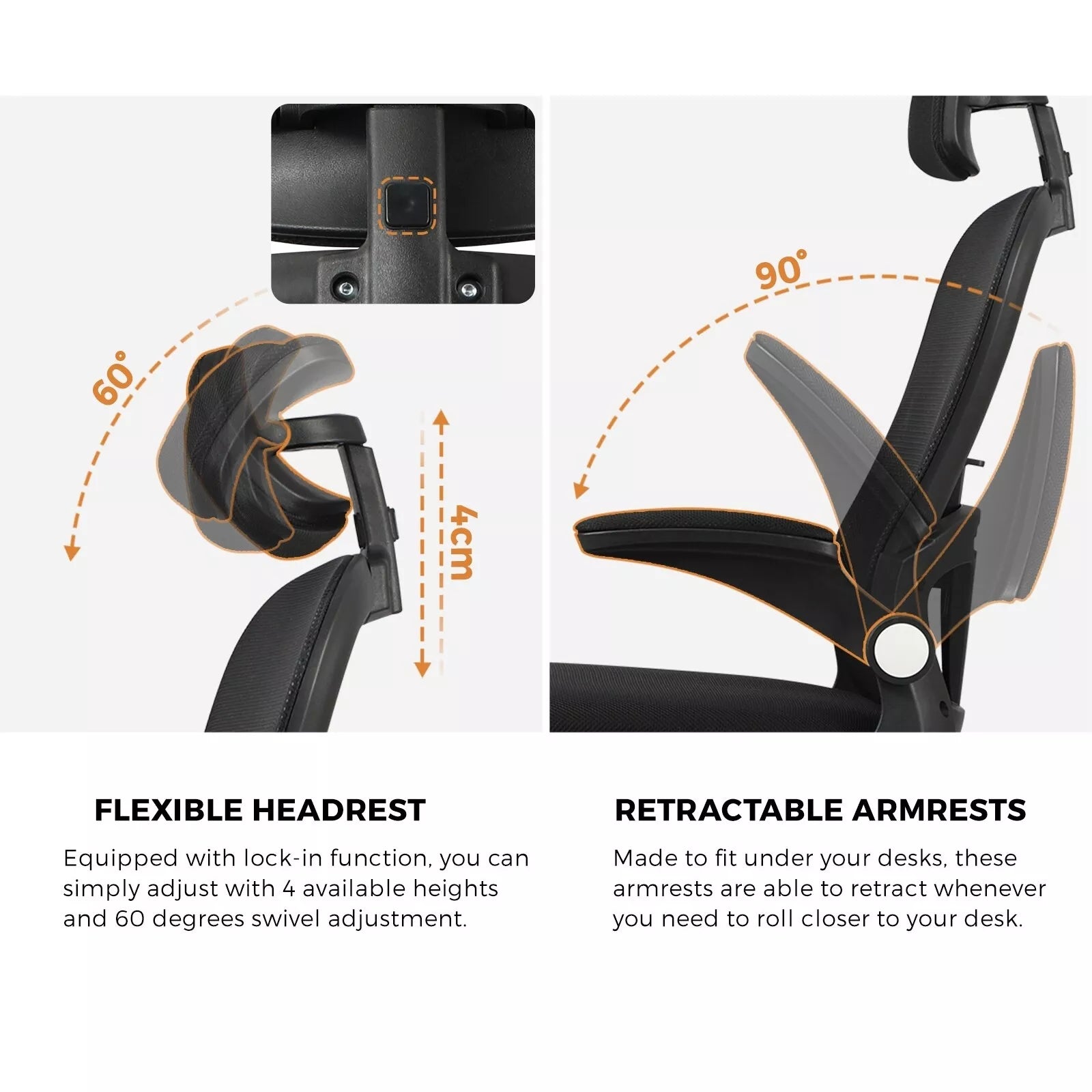 Modern Look Mesh Office Chair - Pneumatic seat height adjustment